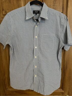 Jack Spade Blue and White Gingham Short Sleeve Button-Down Shirt